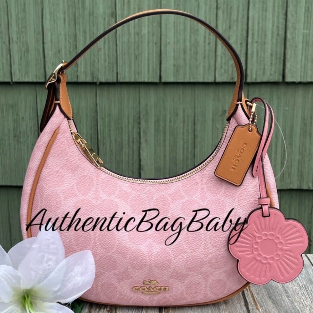 Coach Emily Shoulder Bag In Signature Canvas With Charms Purse Powder Pink